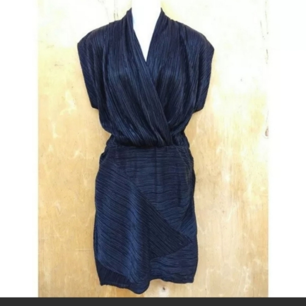 Rachel Roy black spliced ribbed sleeveless mini cocktail dress small
